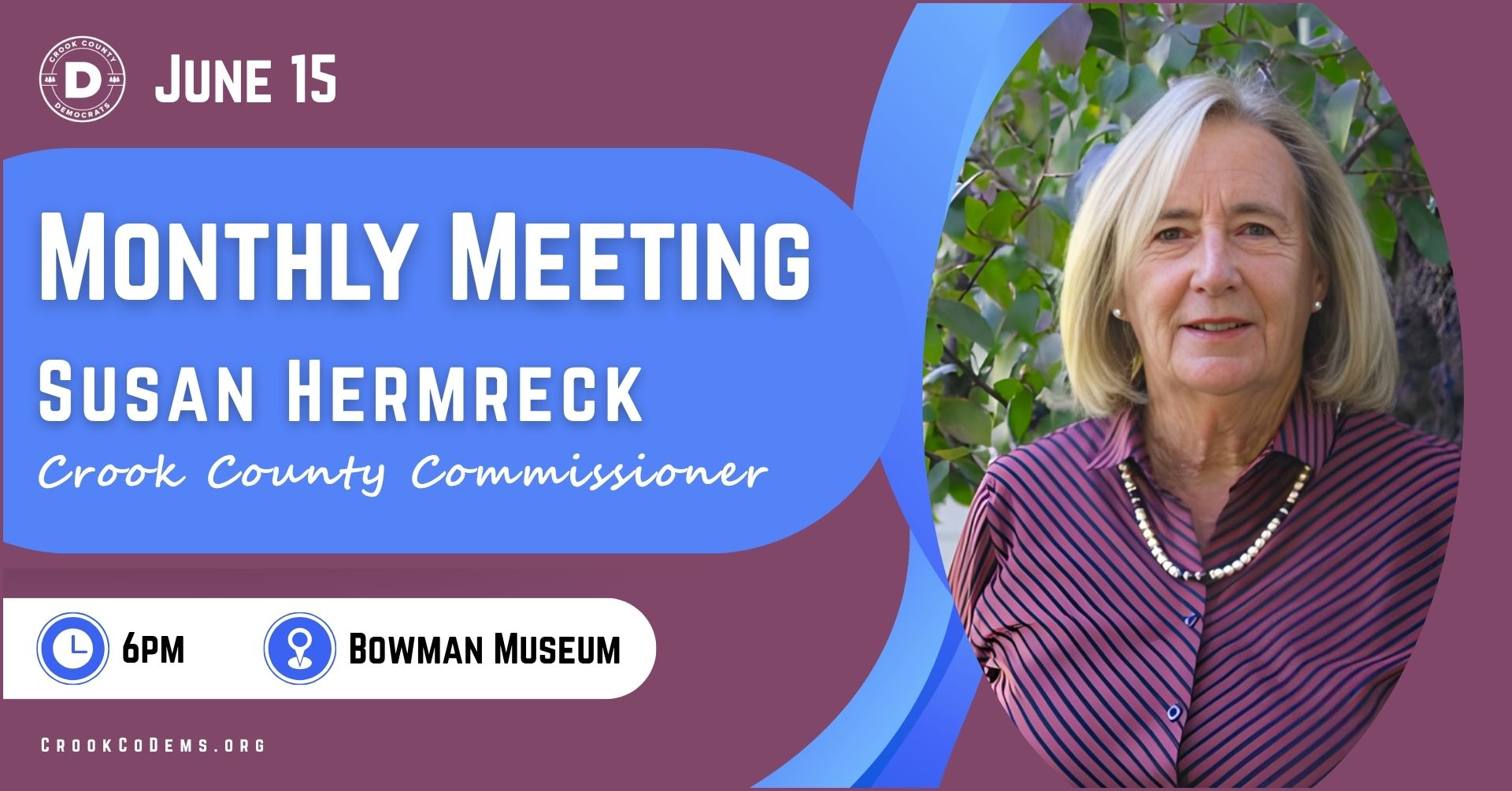 Crook County Democrats June 2026 meeting Susan Hermreck