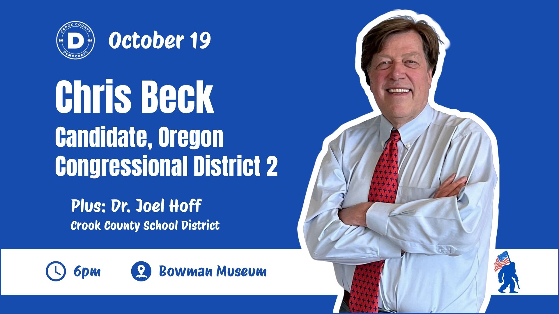 Crook County Democrats October 2026 meeting Chris Beck Joel Hoff