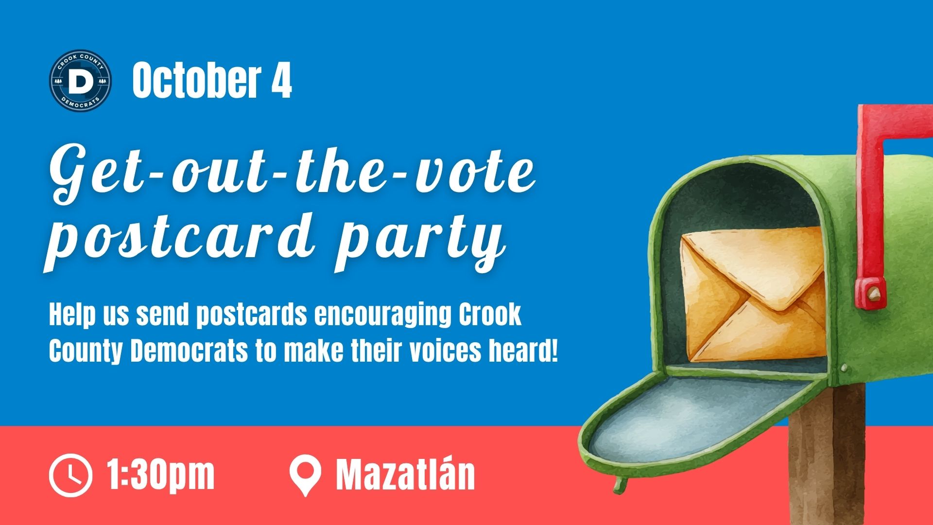 GOTV postcard party October 4